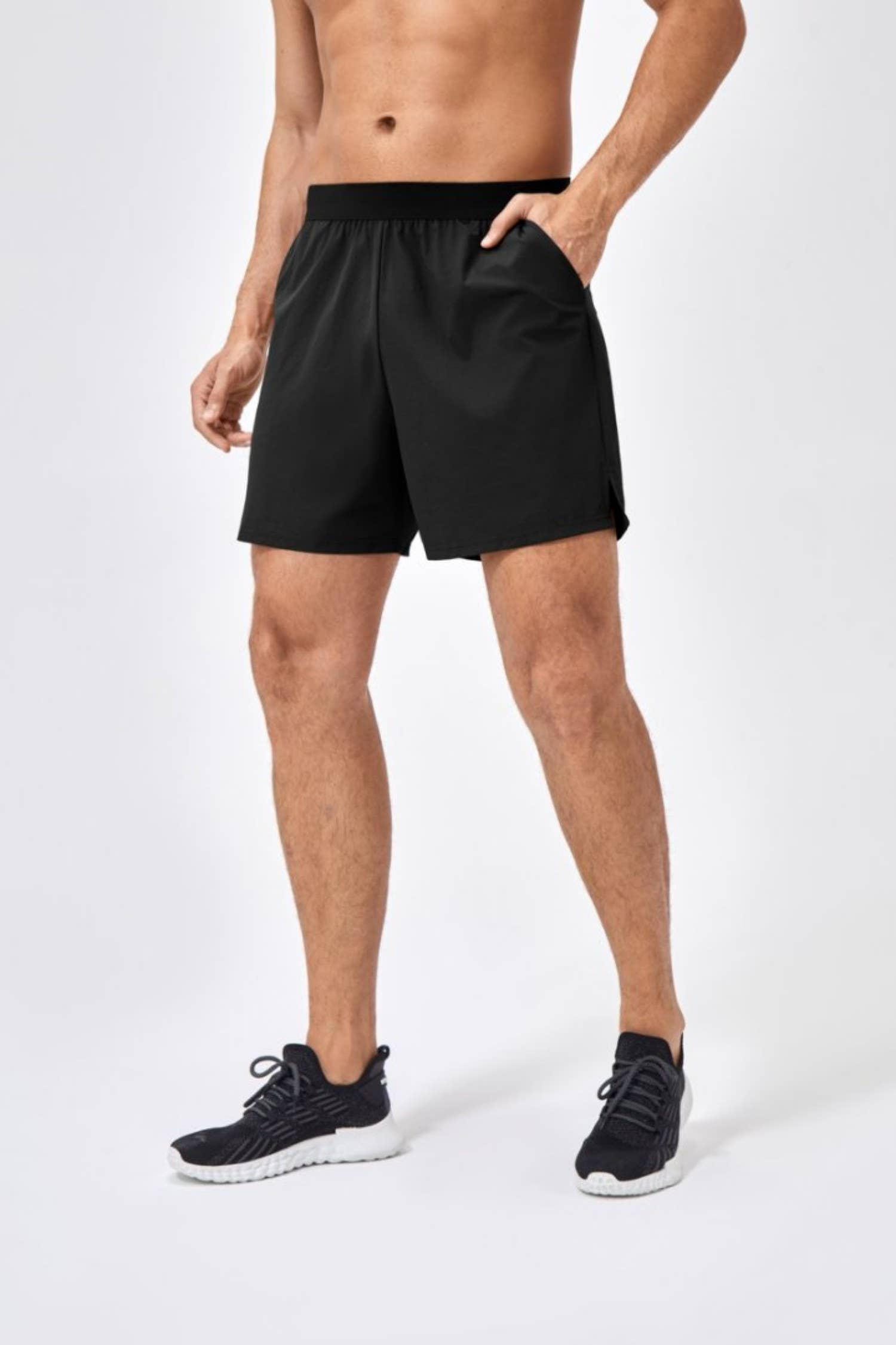 Active by Anna-Kaci – wholesale Träningsshorts – herr – Herrars enfärgade dra-på träningsshorts snabbtorkande tyg1