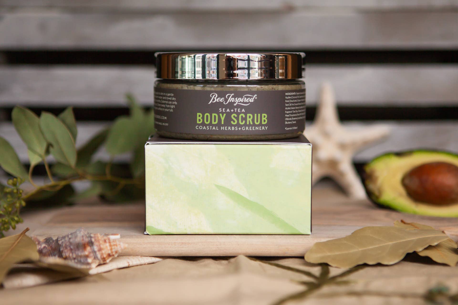 Bee Inspired - Wholesale Body Scrub/Exfoliant - Sea + Tea Body Scrub | 8oz Coastal Herbs Body Scrub6