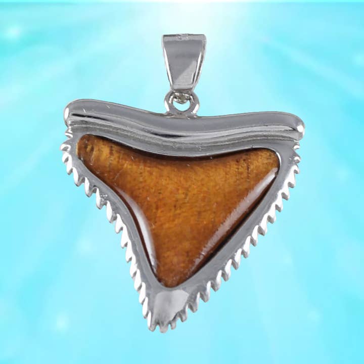 Hawaiian Genuine Koa Wood Shark Teeth Pendant, Sterling Silver Shark Teeth Charm Pendant, Christmas Anniversary Mom Birthday Gift for wholesale by Paradise Treasures Jewelry