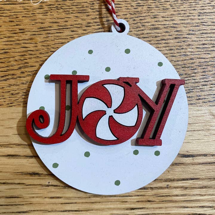 Joy Holiday ornament Christmas for wholesale by Rustic Home Co LLC