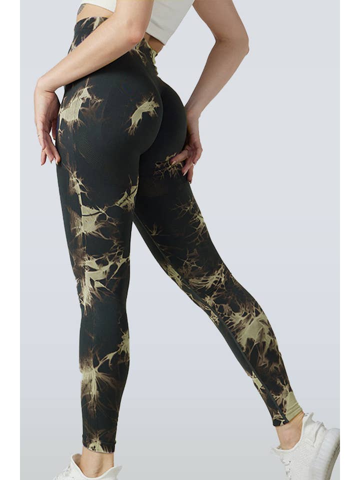 Color 5 - Wholesale Athletic/Lounge Leggings - Women's - Seamless tie dye high waist jacquard yoga scrunch legging 5