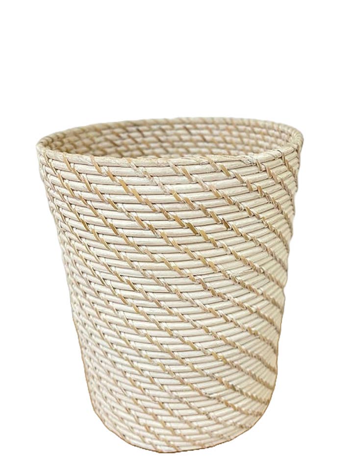 Hapao Waste Basket Whitewashed for wholesale by Cantiq Living
