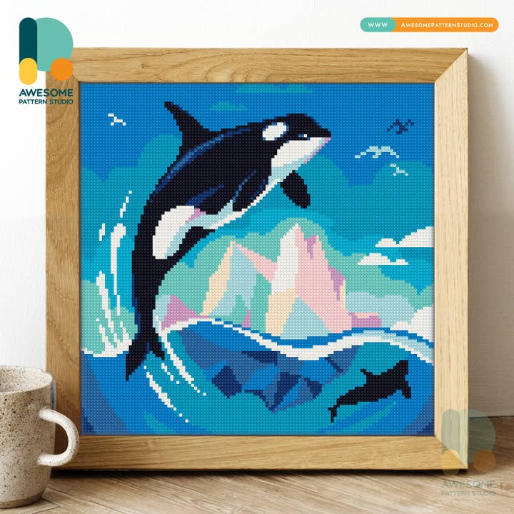 DS1272-120x120 Killer Whale, Diamond Painting Kit for wholesale by Awesome Pattern Studio