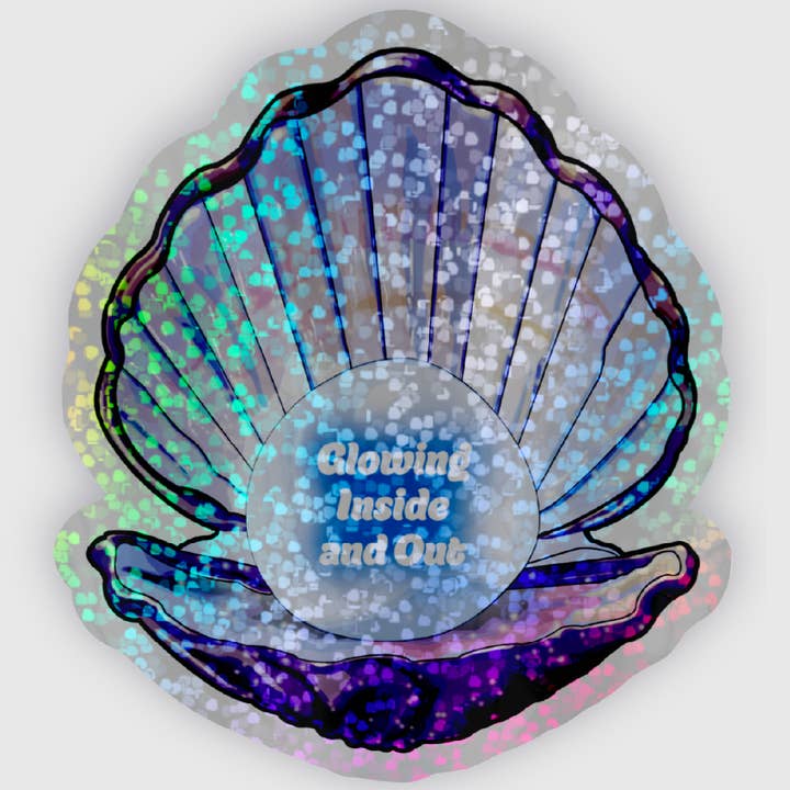 Glowing Inside and Out Glitter Sticker for wholesale by Taylor McManus Illustration