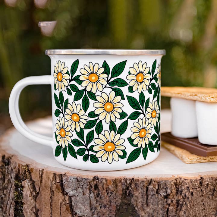 Loftipop - Wholesale Coffee Mug - Floral Daisy Camp Mug, Nature Flower Garden Botanical Gifts