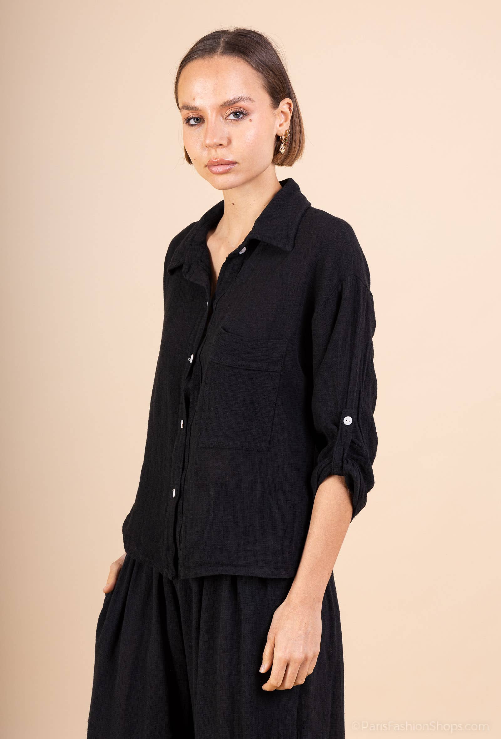 Shyloh - Wholesale Button Down Shirt - Women's - Linen cotton top 157821