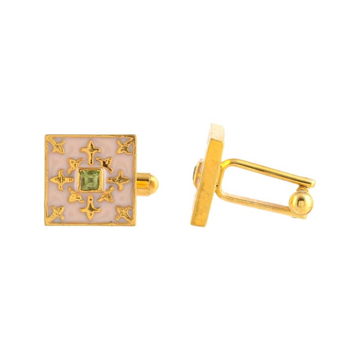 Misteerious Seed - Wholesale Cufflinks - Peridot Gold Plated Brass Cufflink,Accessory,Tasteful Gifts (Copy)