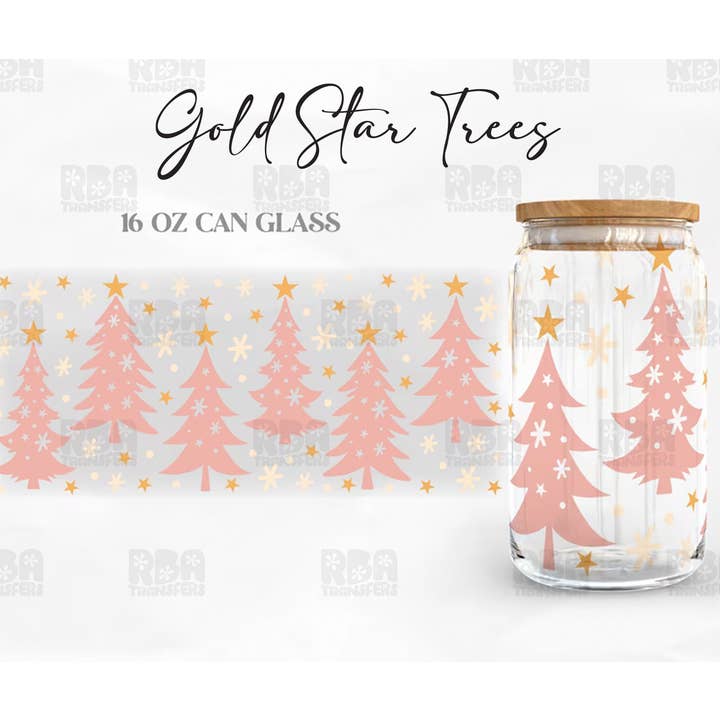 RBA Transfers - Wholesale Sublimation transfer - Gold Star Trees Wrap UV DTF Sticker