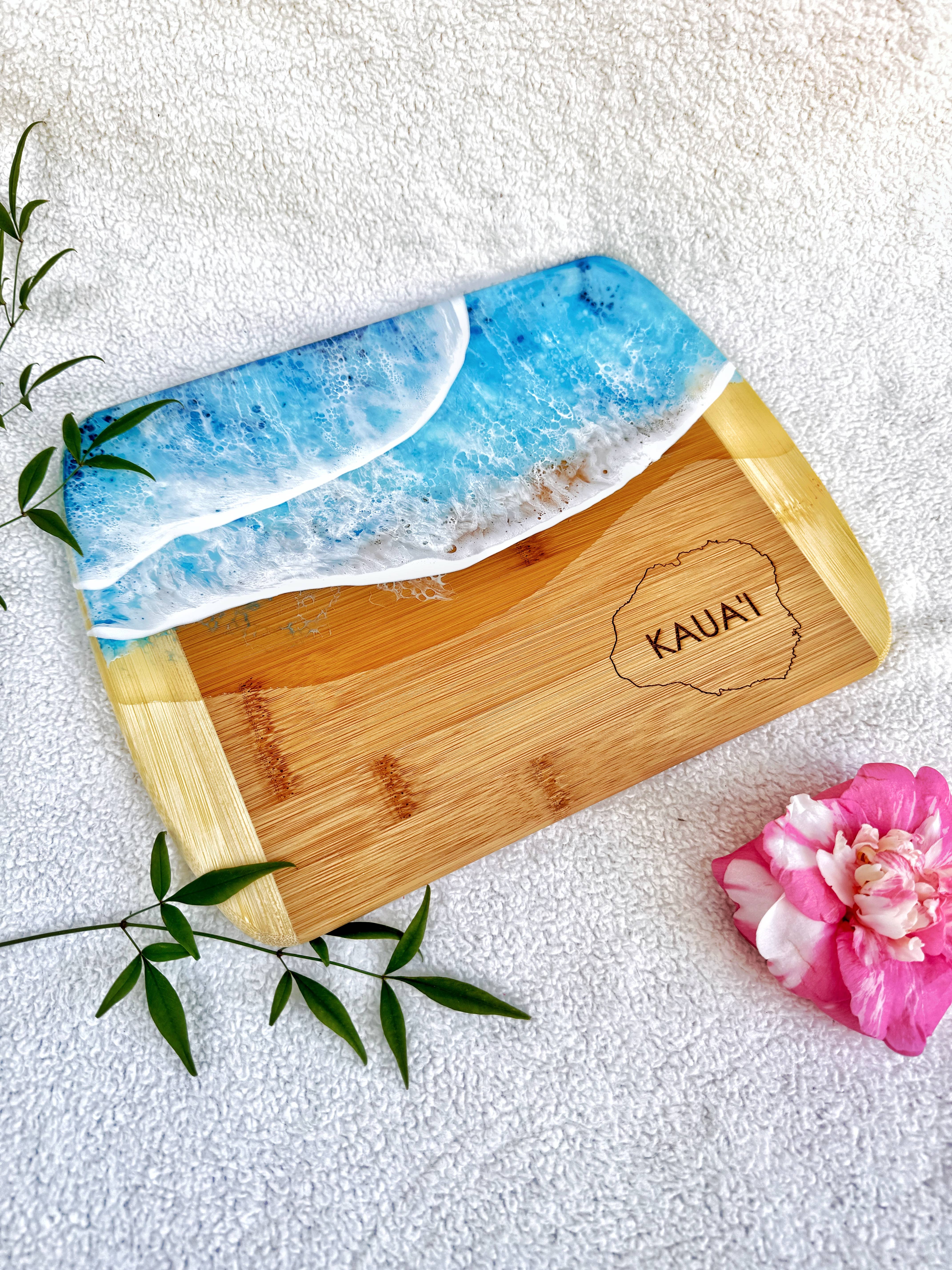 TBM Creations LLC - Vente Plateaux à fromage - NOUVEAU | Planche à charcuterie KAUAI Island Ocean | Planche à fromages3