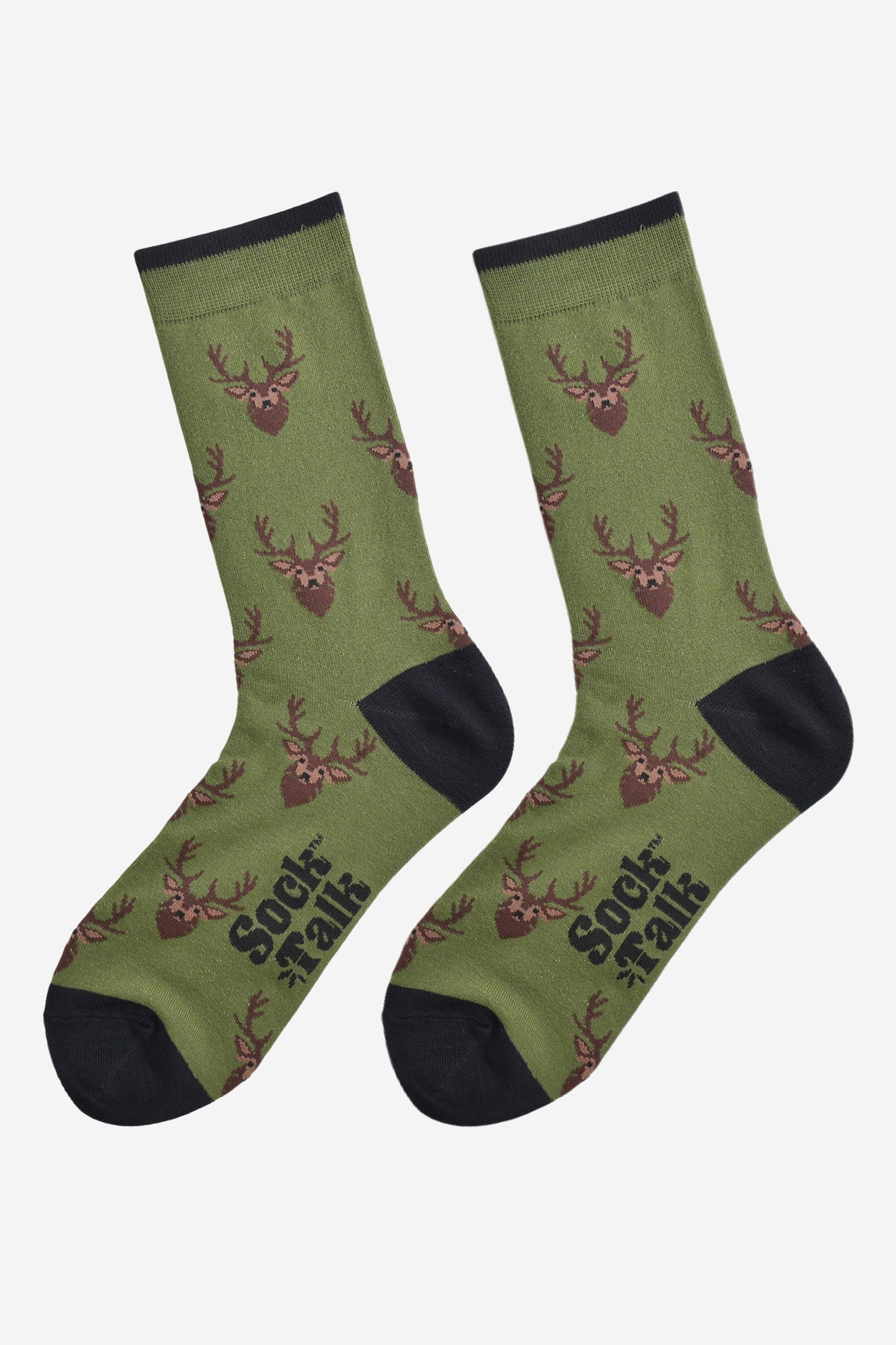 Sock Talk - Wholesale Socks - Men's - Men's Bamboo Socks - Green/Black, Stag3
