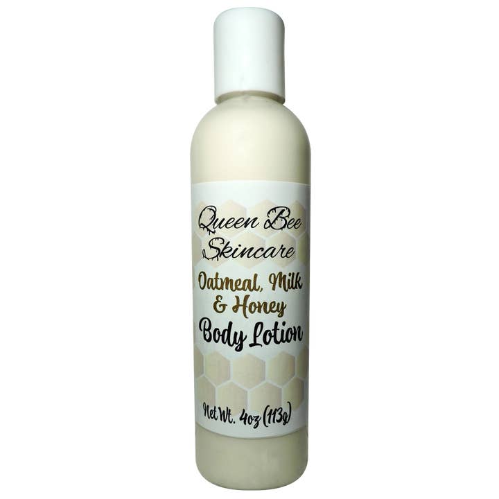 Bodylotion met havermout, melk en honing 4oz voor wholesale door Queen Bee Skincare, LLC