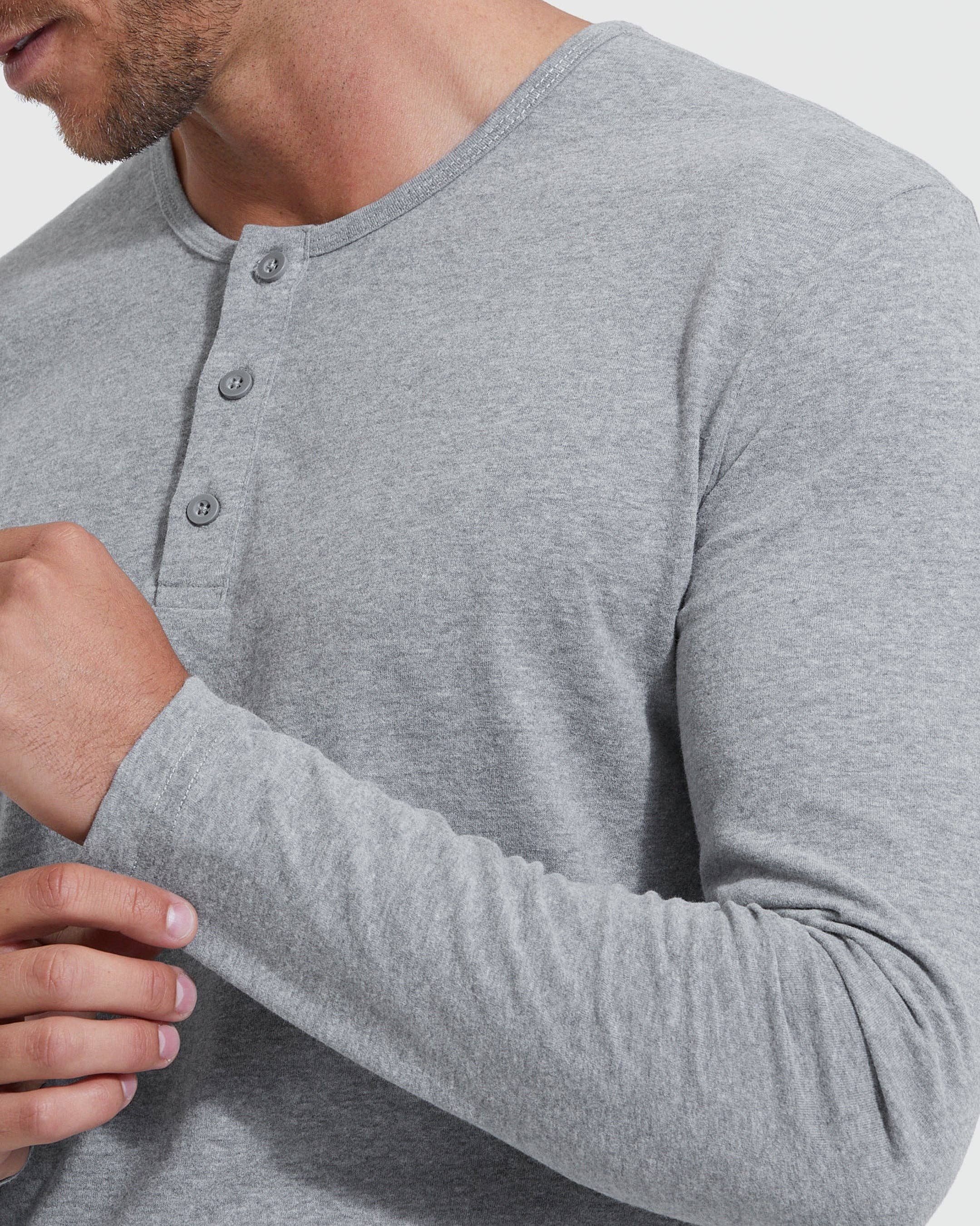 True Classic - Wholesale T-Shirt - Men's - Long Sleeve Shirt | Henley | Heather Gray4