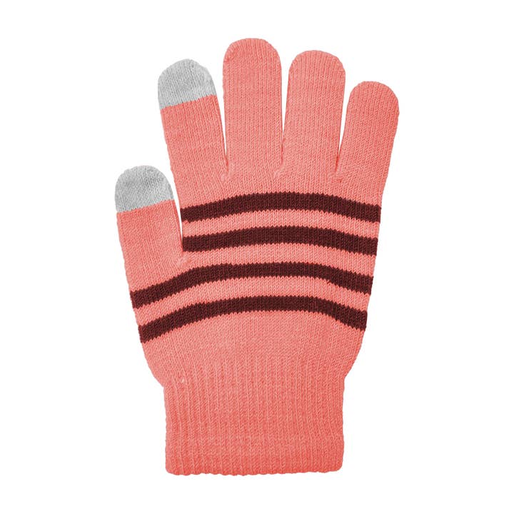Grand Sierra - Wholesale Gloves - Kids - Girls Touchscreen Striped Stretch Gloves - 351142