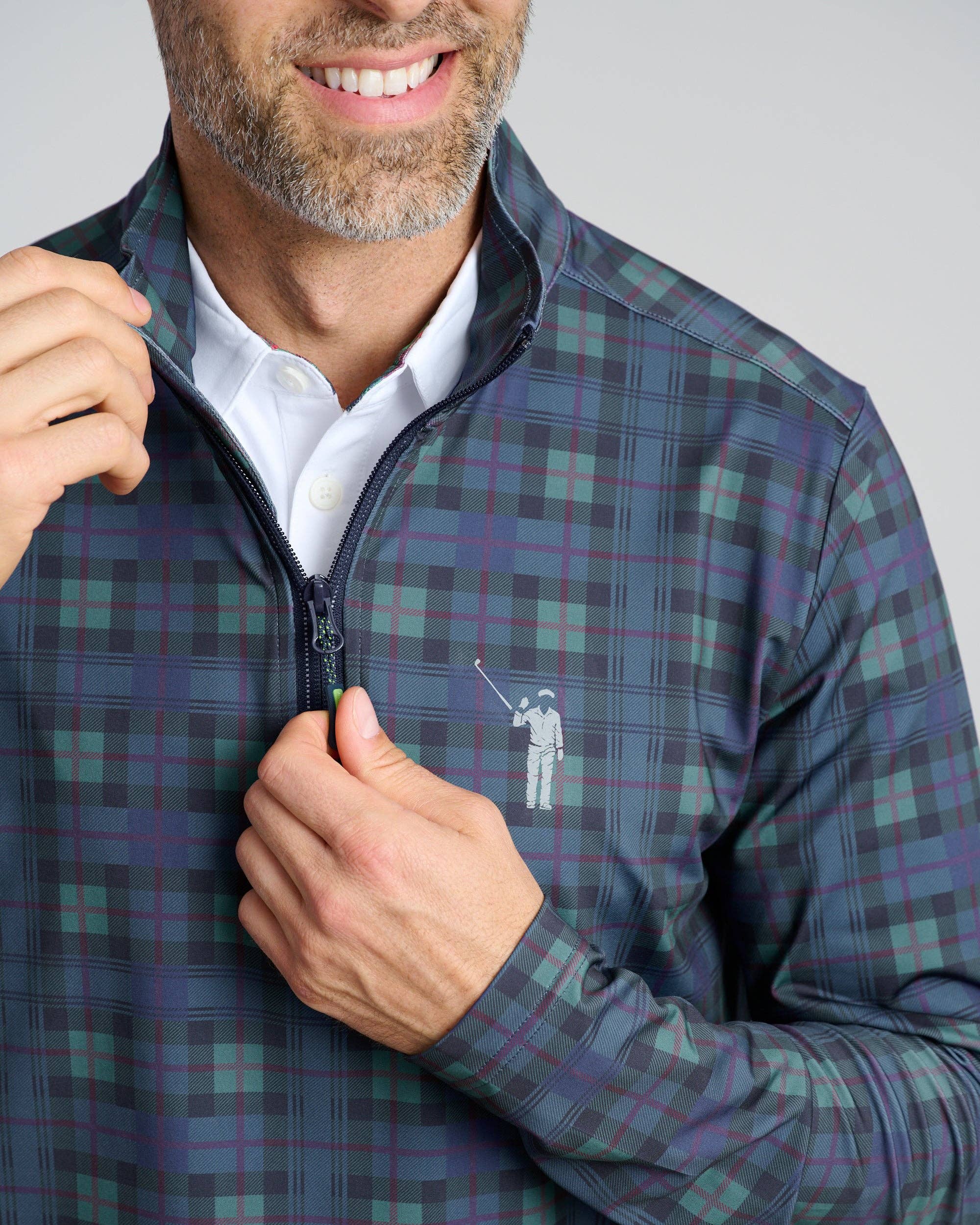 Dark Tartan Men's Chip Shot Pullover for wholesale on Faire4