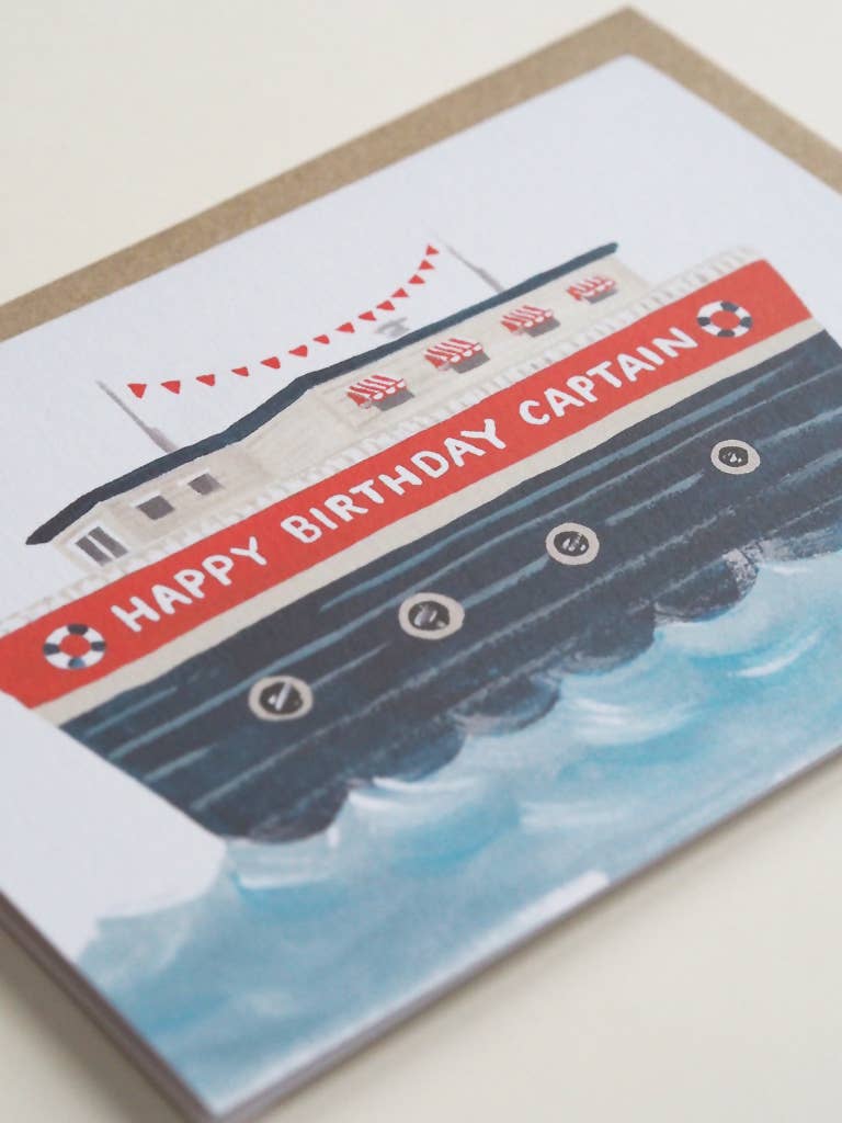 Jade Fisher – wholesale Birthday card – Happy Birthday Captain Ship Greeting Card1