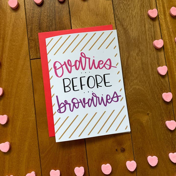 Stone Donut Design, LLC - Vendita all'ingrosso Biglietti per San Valentino - Biglietto di San Valentino con ovaie Before Brovaries Snarky fatto a mano