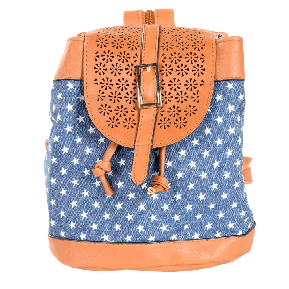 Benjamin International - Wholesale Backpack - Women's - Mini Demin Stars Backpack With Pocket2