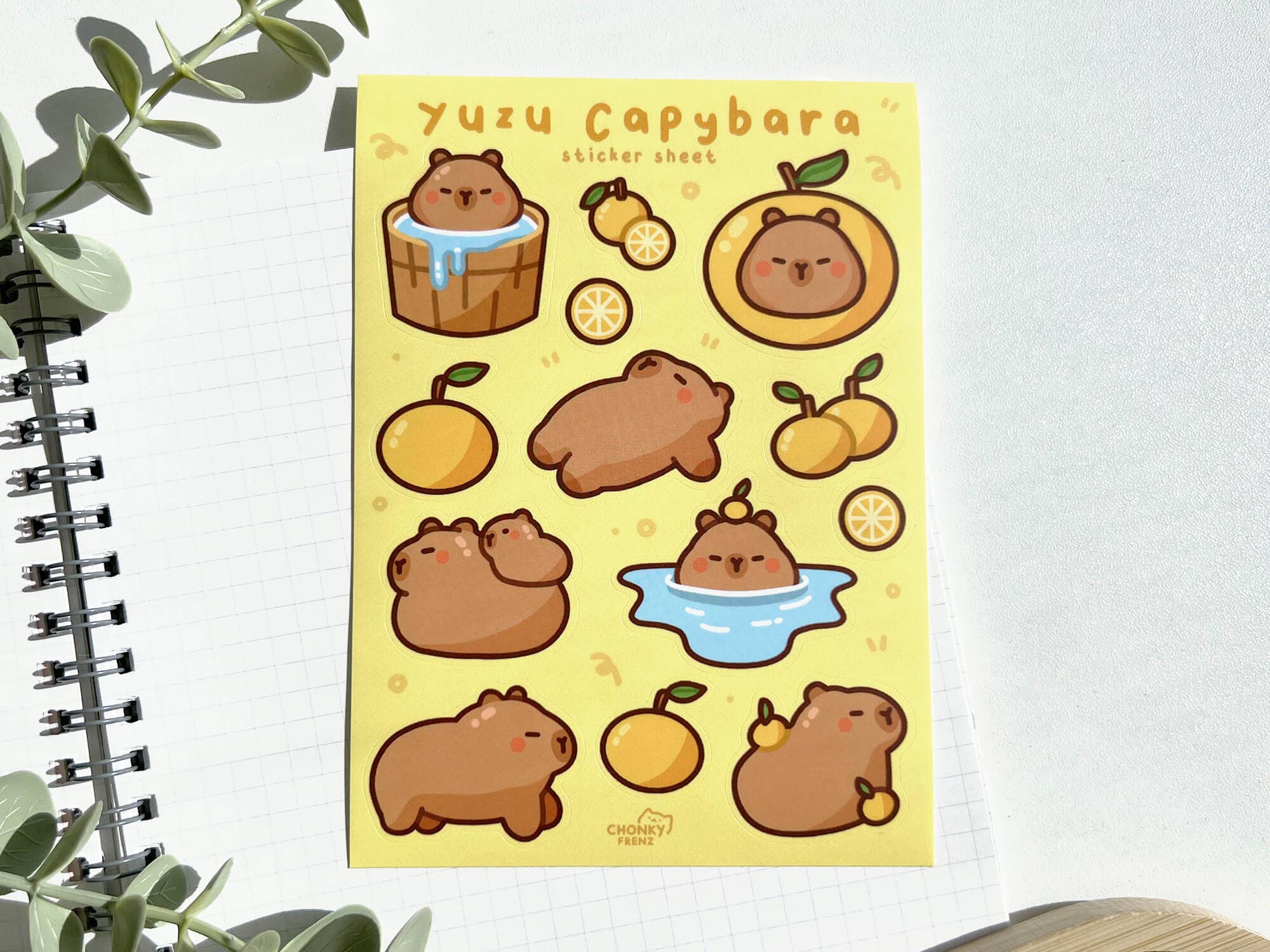 Chonky Frenz - Vente Autocollant - Feuille d'autocollants Yuzu Capybara0