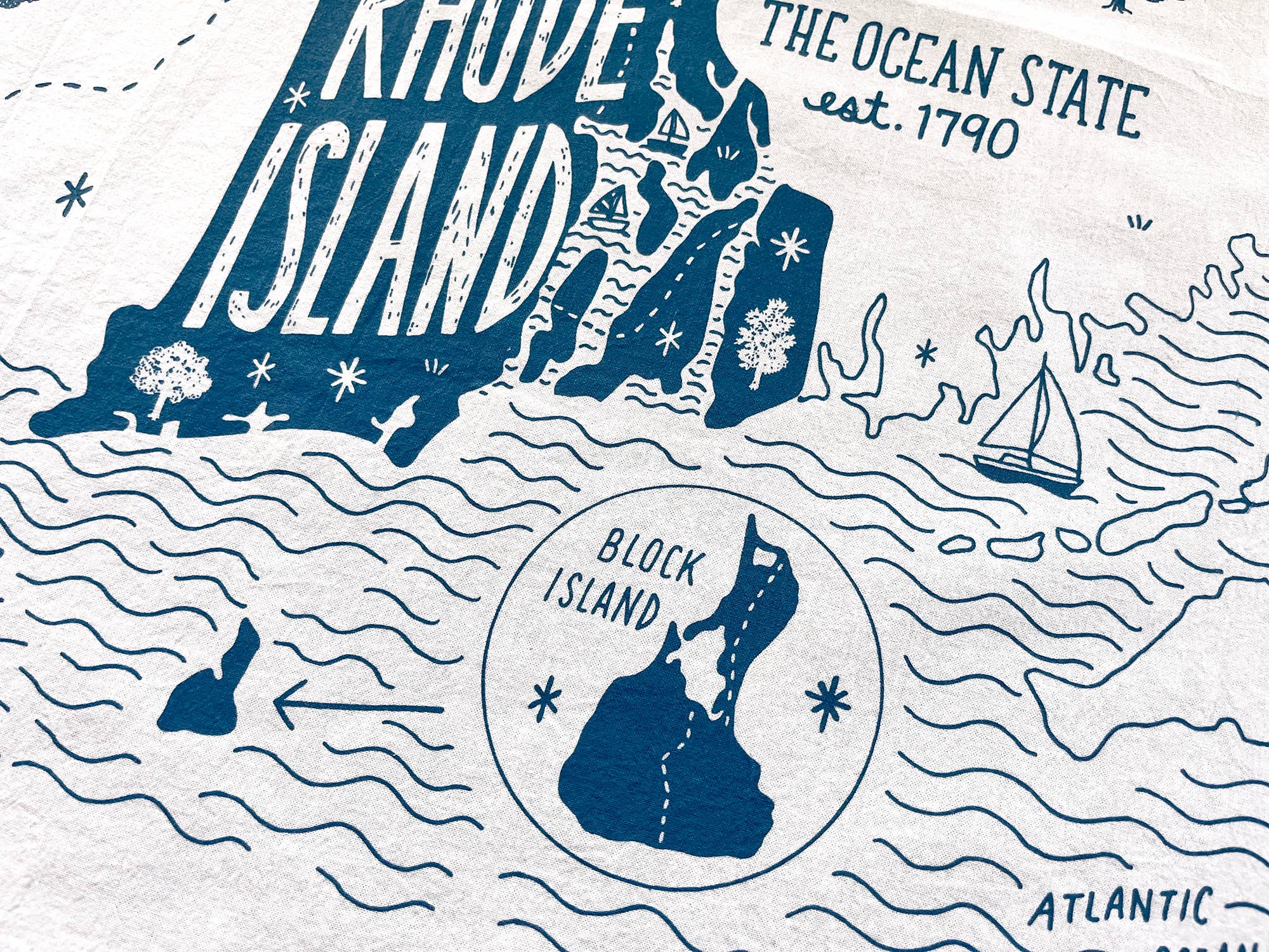 Noteworthy Paper & Press - Wholesale Tea Towel - Rhode Island Tea Towel5