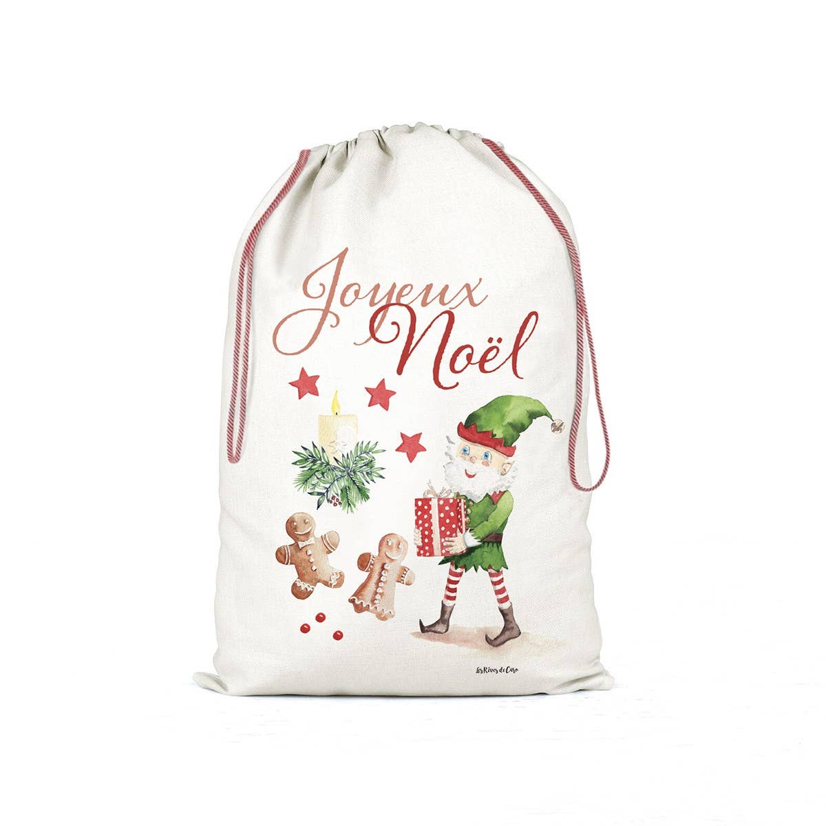 Maison Royal Garden - Wholesale Tas met trekkoord - Uniseks - XXL katoenen trekkoordtas met kerstelf en bloemenmotief