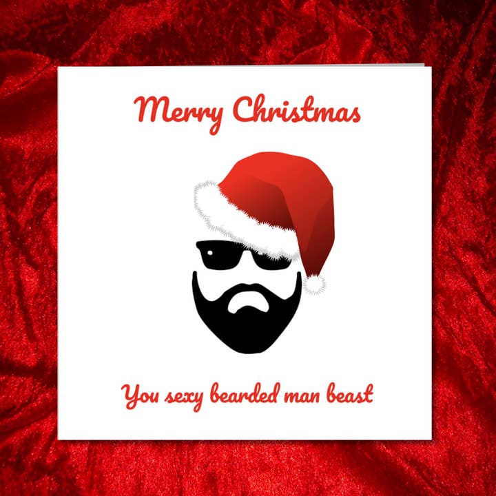 Swizzoo Cards - Wholesale Christmas Card - Sexy Beard Christmas Card for boyfriend, husband, male friend, man - Funny, humorous, fun - Bearded, facial hair, hairy