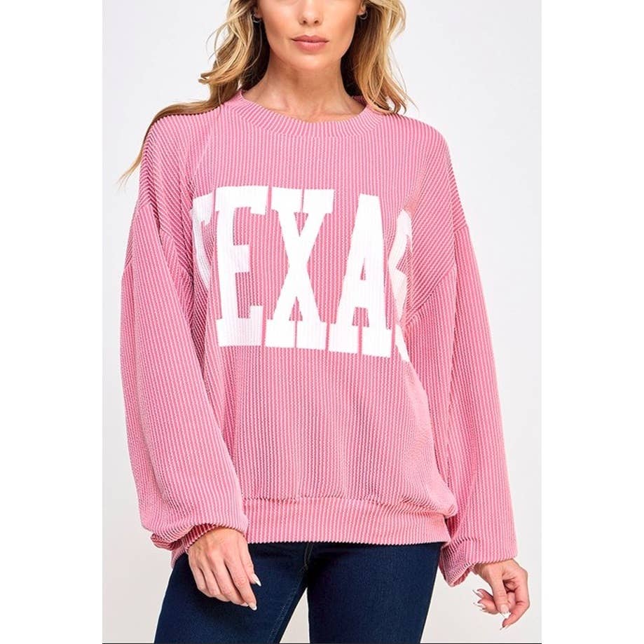 Coloring You - Wholesale Graphic Sweatshirt - Women's - 9078 TEXAS PRINT RIB CORD SWEATSHIRT7