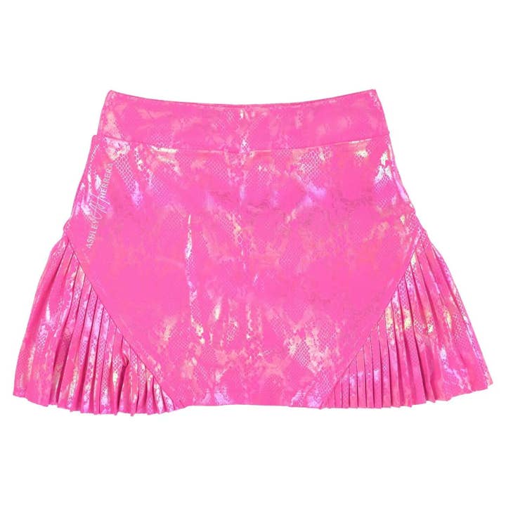 Women’s Metallic Pink Active Skort – Stylish Golf, Tennis & Pickleball Skirt for wholesale by Ashley Herrera Luxury Activewear