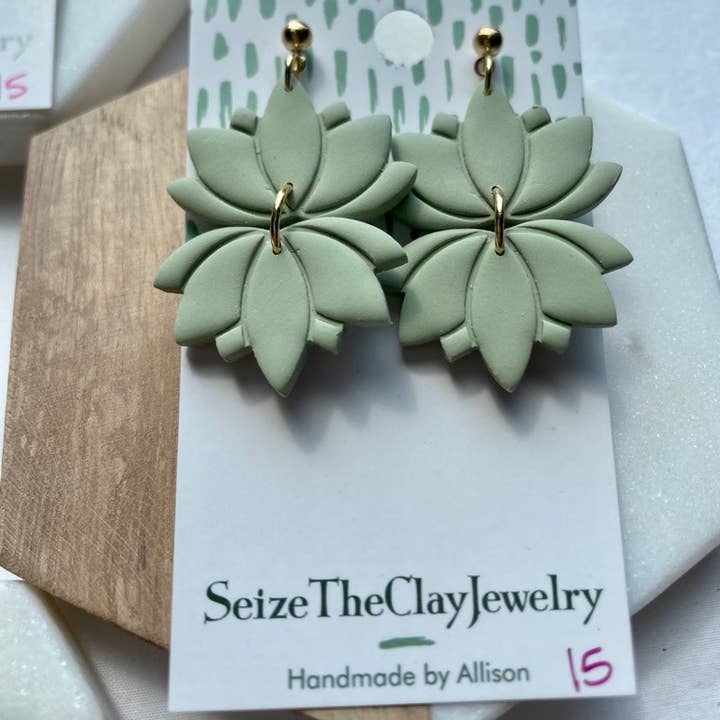 SeizeTheClayJewelry - Wholesale Dangle Earrings - Lotus Clay Earrings5