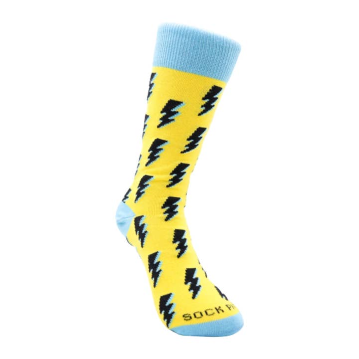 Chaussettes Lightning Bolts du Sock Panda (Adulte Small) pour la vente par Sock Panda