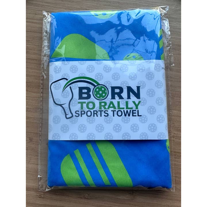 Born to Rally - Vendita all'ingrosso Asciugamano da sport - Asciugamano sportivo in microfibra Pickleball - Blu/Verde
