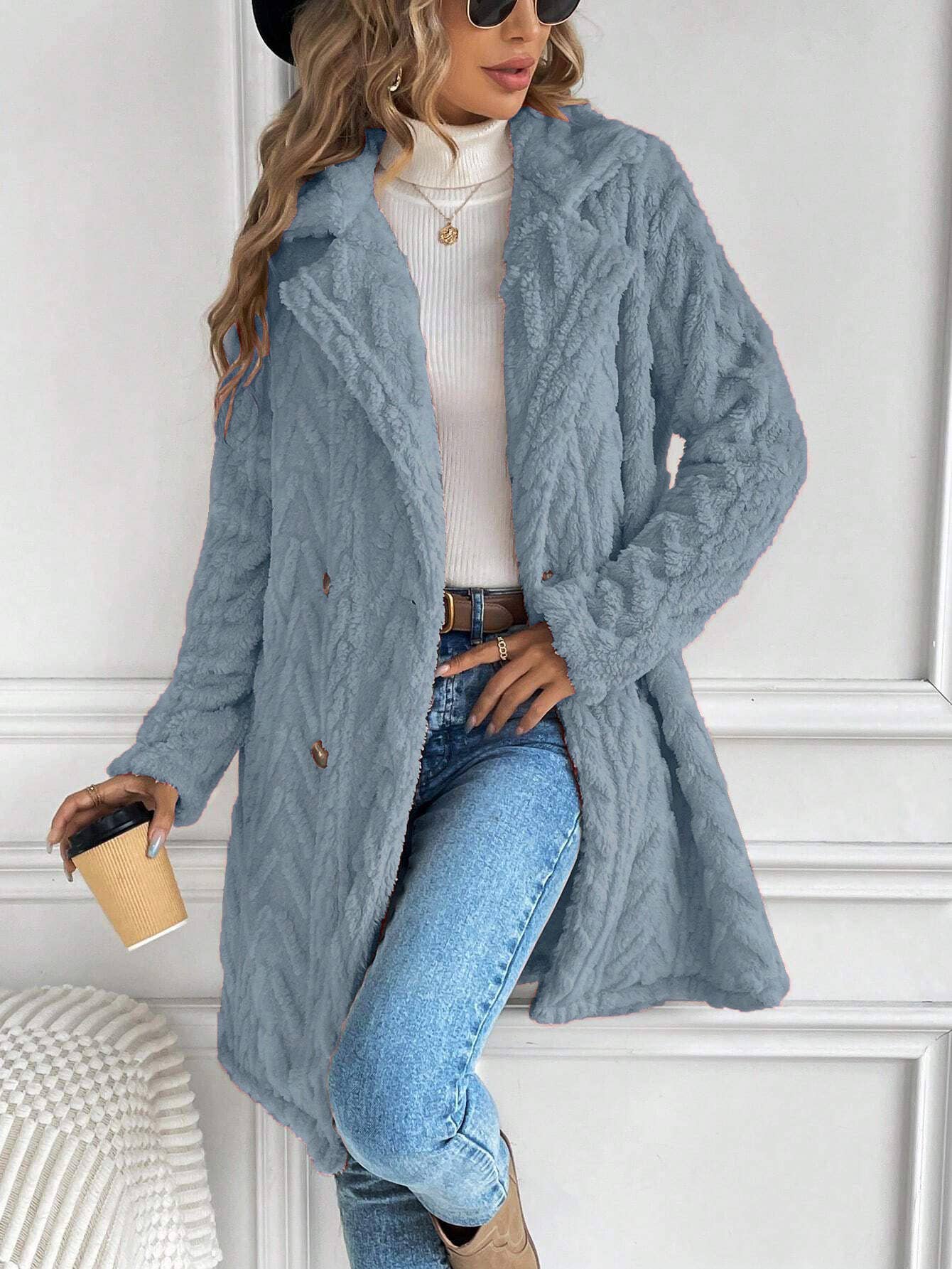 Miss Sparkling - Wholesale Fur/Faux Fur Coat - Women's - Houndstooth Pattern  Fleece Coat4