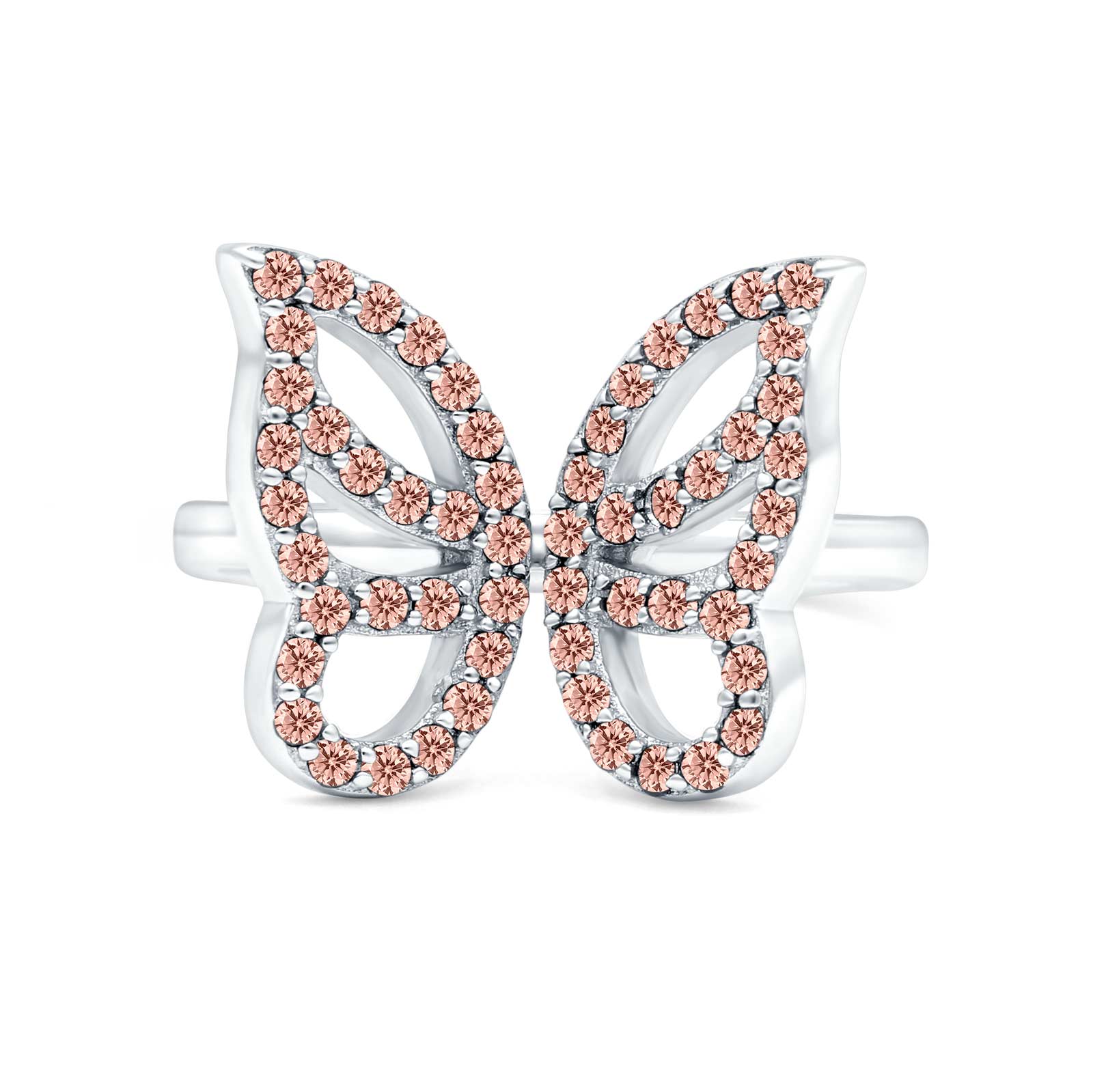 Butterfly Ring Simulated Morganite CZ Wedding Band for wholesale on Faire