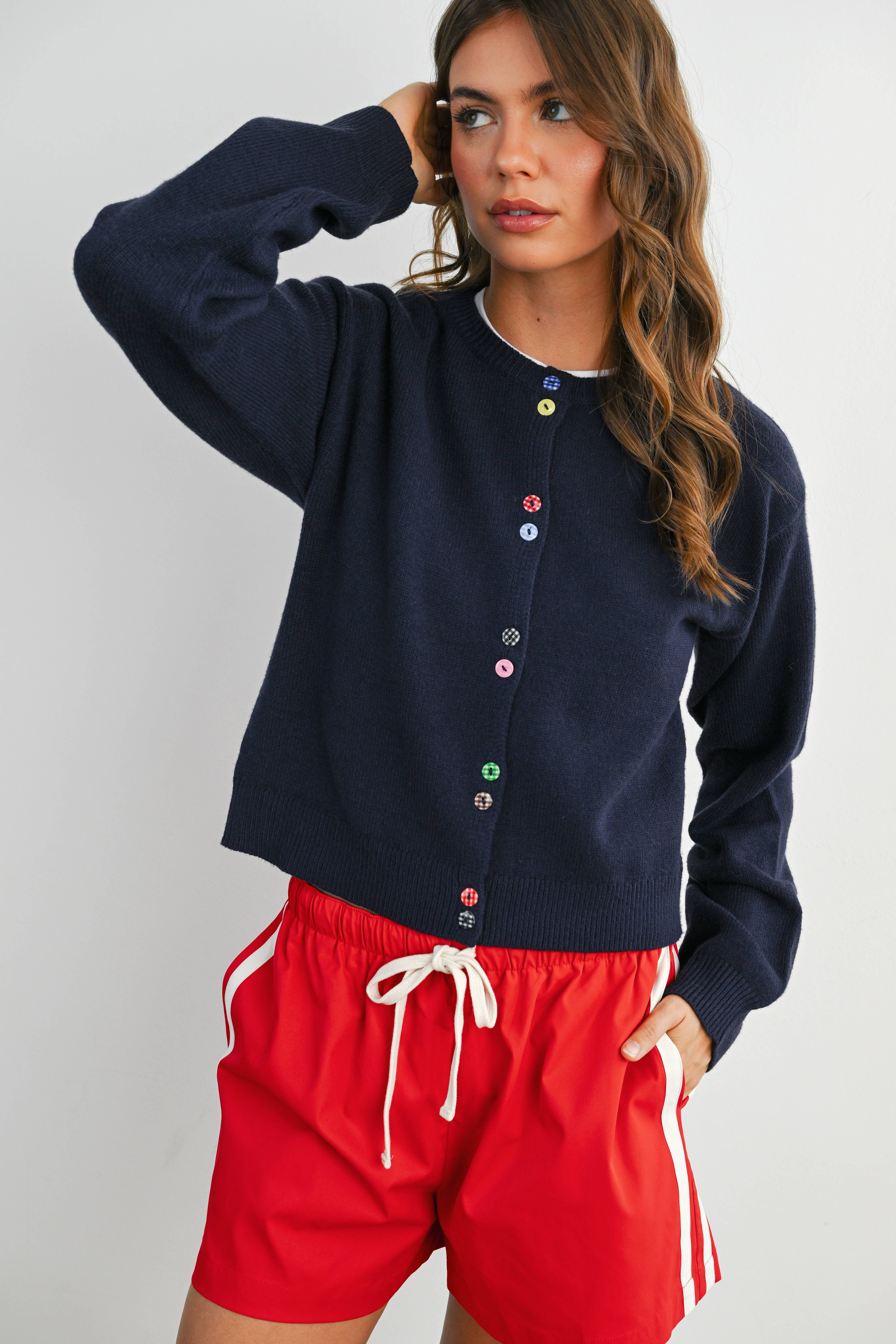 BUTTERMELON - Wholesale Cardigan - Women's - Long Sleeve Buttoned Cropped Cardigan - BMC790633