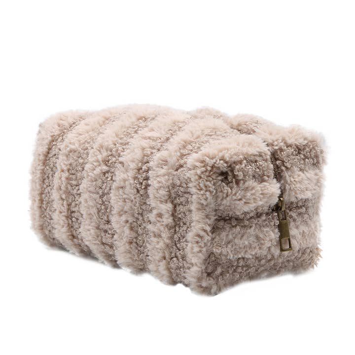 Fashion City - Wholesale Pouch - Women's - Stripe Pattern Sherpa Travel Pouch11