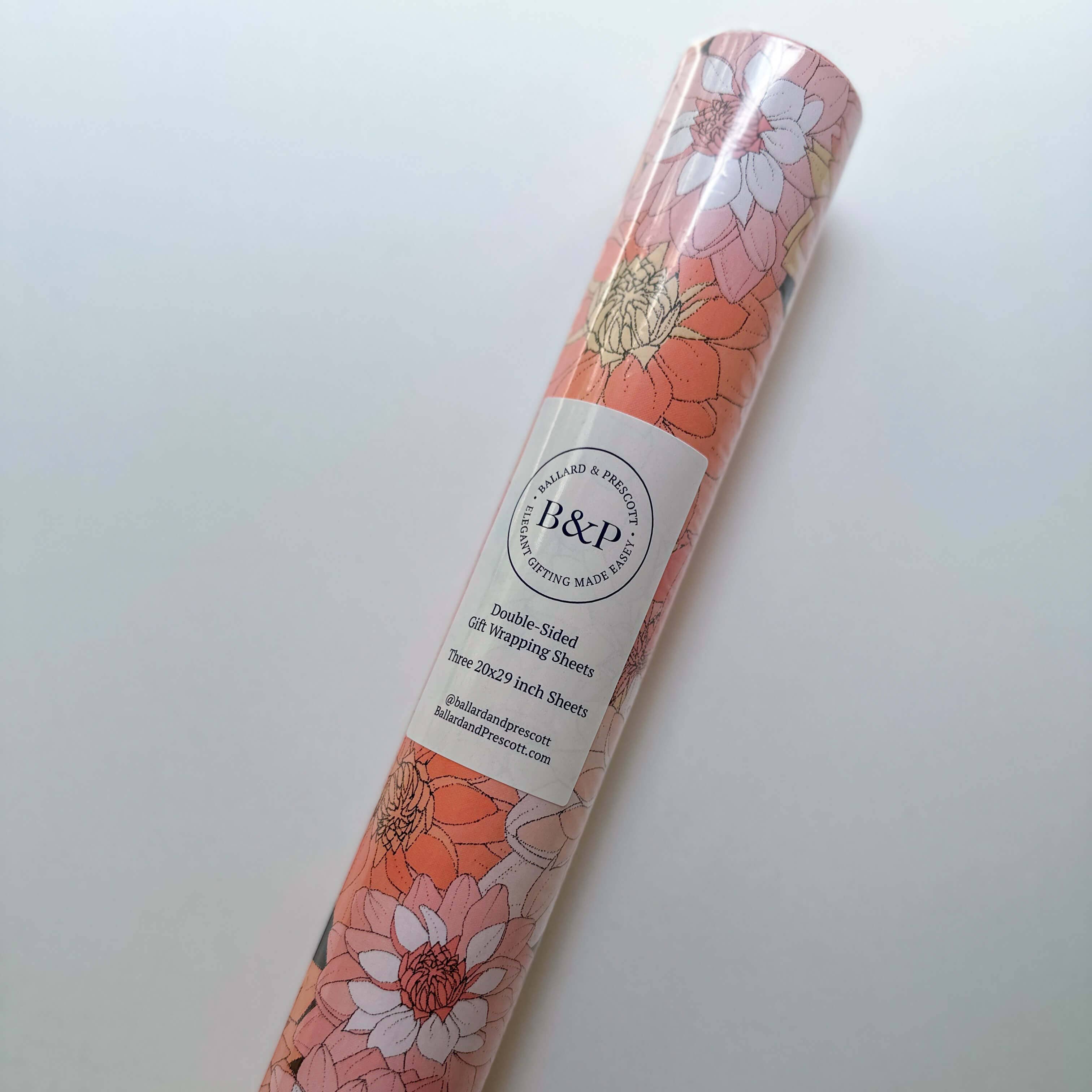 Ballard & Prescott - Wholesale Flat Wrap - Dahlias in Pink Wrapping Paper0