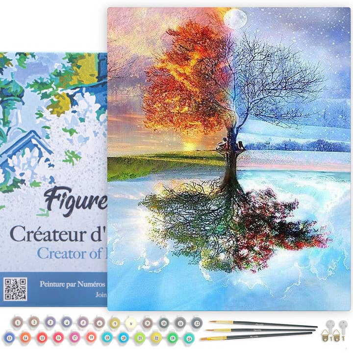 Paint by numbers 4 Seasons Tree - Framed canvas for wholesale by Figured'Art (UK)