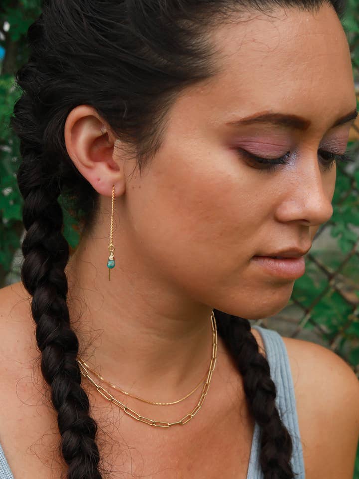 Turkis øretrådere øreringe {guld eller sølv} for engroshandel hos Malabella Jewels