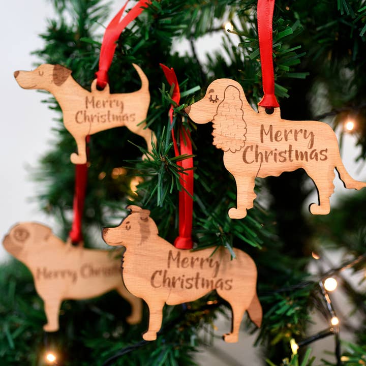 Hoobynoo – Ornamento por atacado – Decoração de Natal de Cachorro em Madeira1