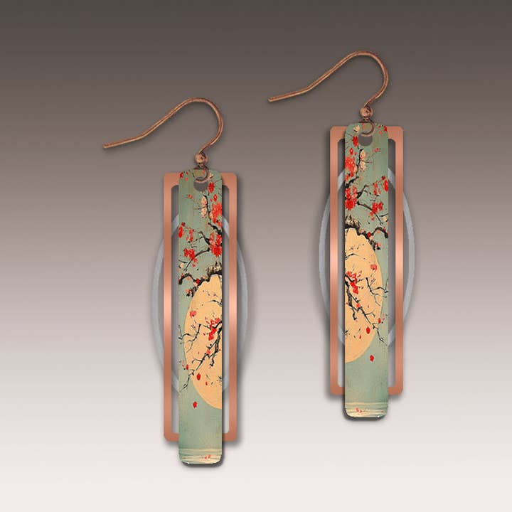 Cherry Moon Geometric Metal Accent Earrings for wholesale by Illustrated Light & DC Designs