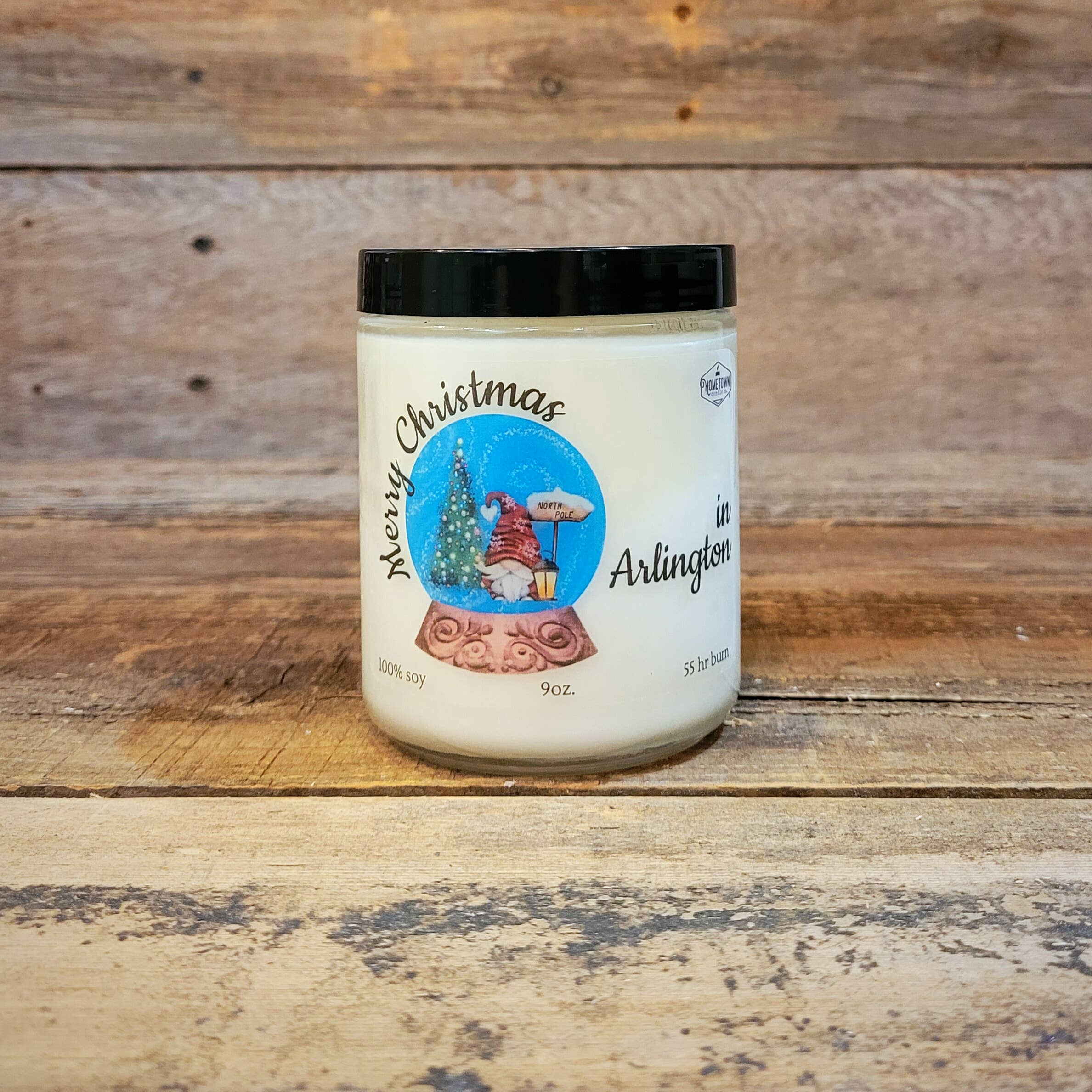 Hometown Candle Co. – wholesale Jar/filled candle – Merry Christmas Snow Globe in [Your Place] Candle0