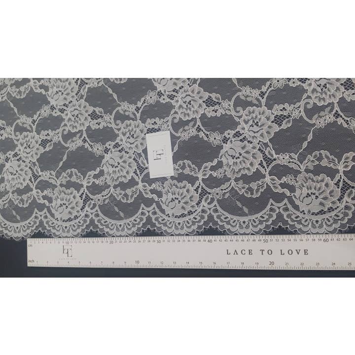 Ivory Lace Fabric Chantilly Bridal Wedding Lace LL66561 for wholesale on Faire6