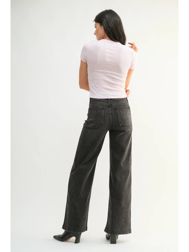 JBD - Wholesale Jeans - Women's - DP790 - WBLK - Mini Patch Pocket Wide