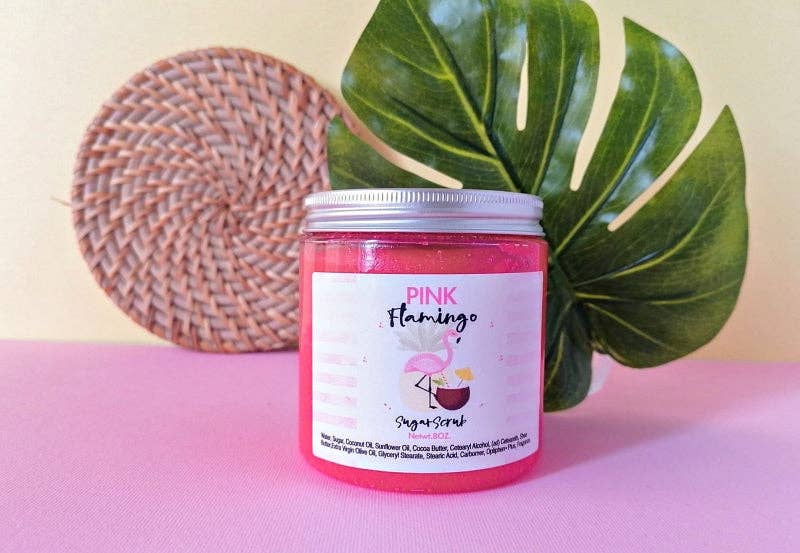 PINK FLAMINGO CANDLE - Wholesale Body Scrub/Exfoliant - Pink Flamingo 🦩  | Coconut Oil Sugar Scrub 8oz0