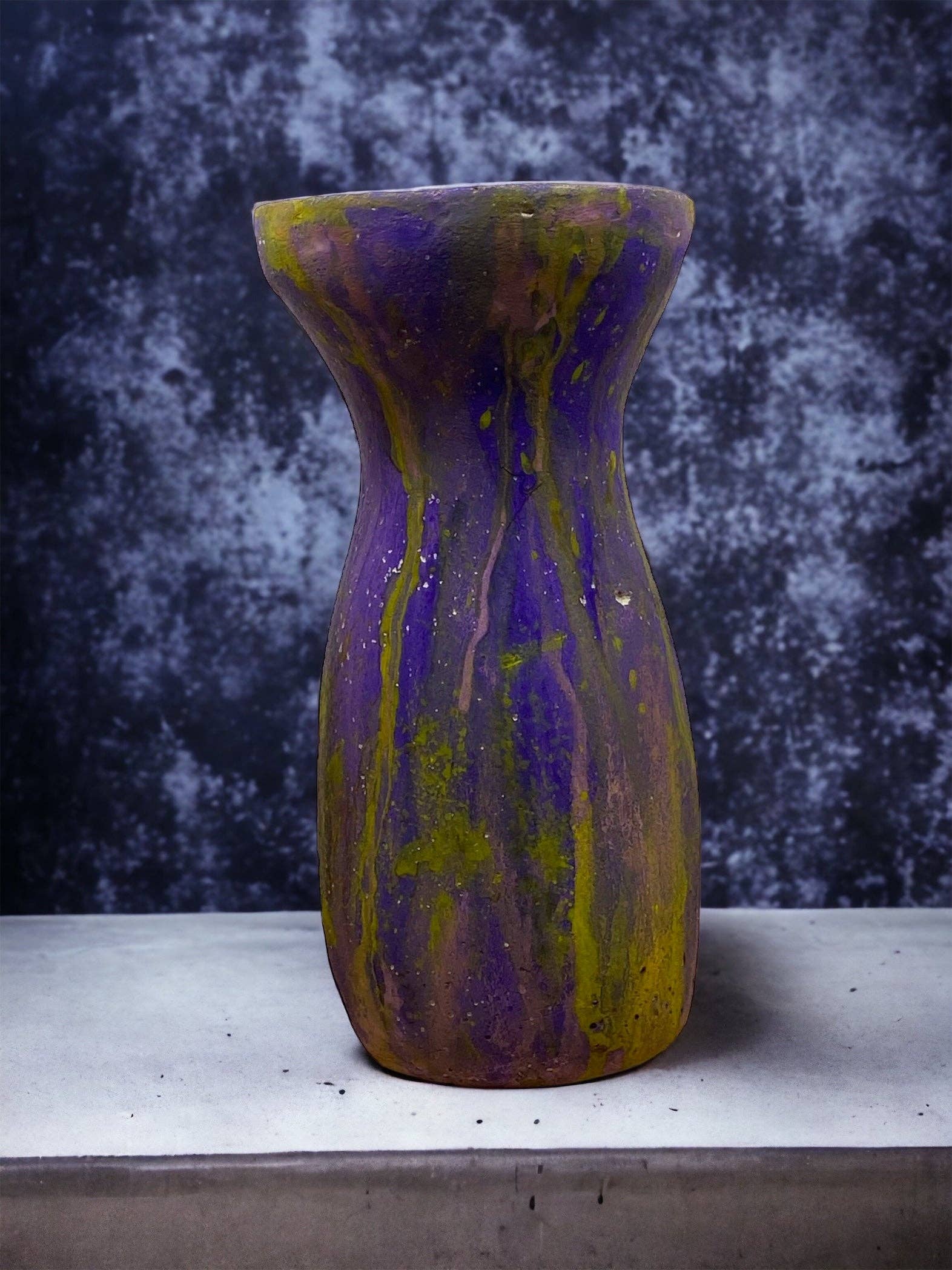 Sunsum Intentional Living - Wholesale Vase - Cement Vase, Watercolor Fluid Art, Silhouette, Lightweight C3
