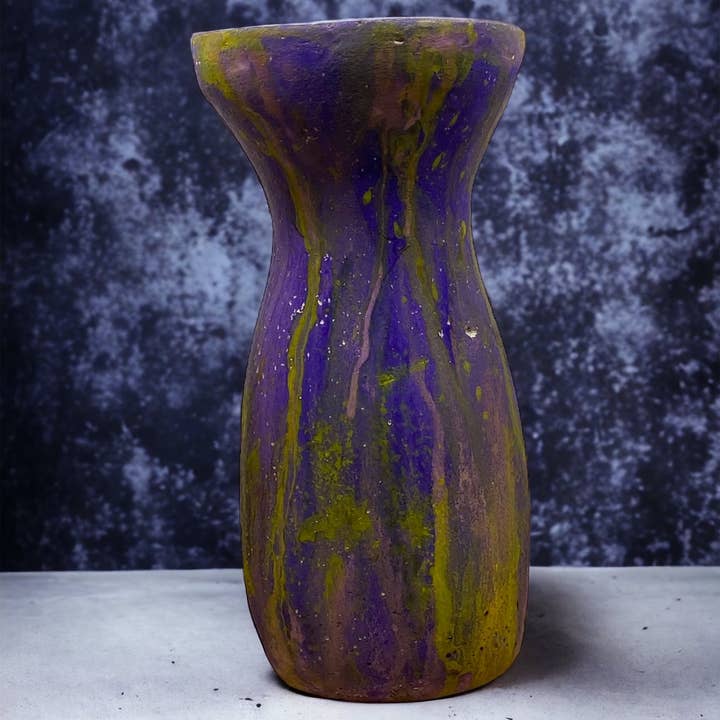 Sunsum Intentional Living - Wholesale Vase - Cement Vase, Watercolor Fluid Art, Silhouette, Lightweight C3