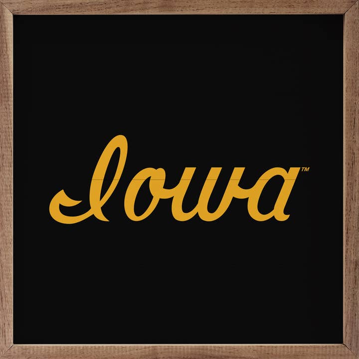 Retro Script State University Of Iowa Black for wholesale by Kendrick Home