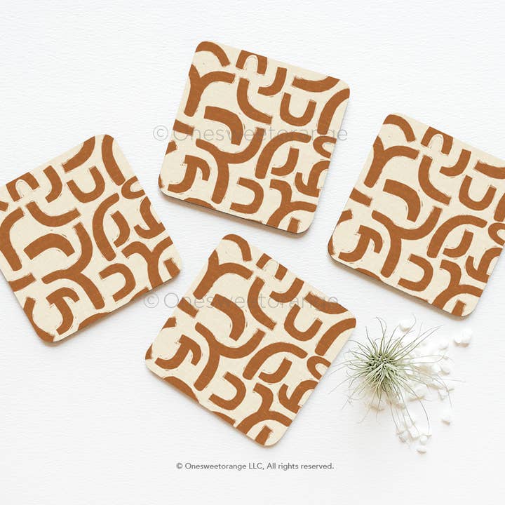 Boho Geometric Coaster Set of 4 Boho Coasters Coaster Set for wholesale by Onesweetorange