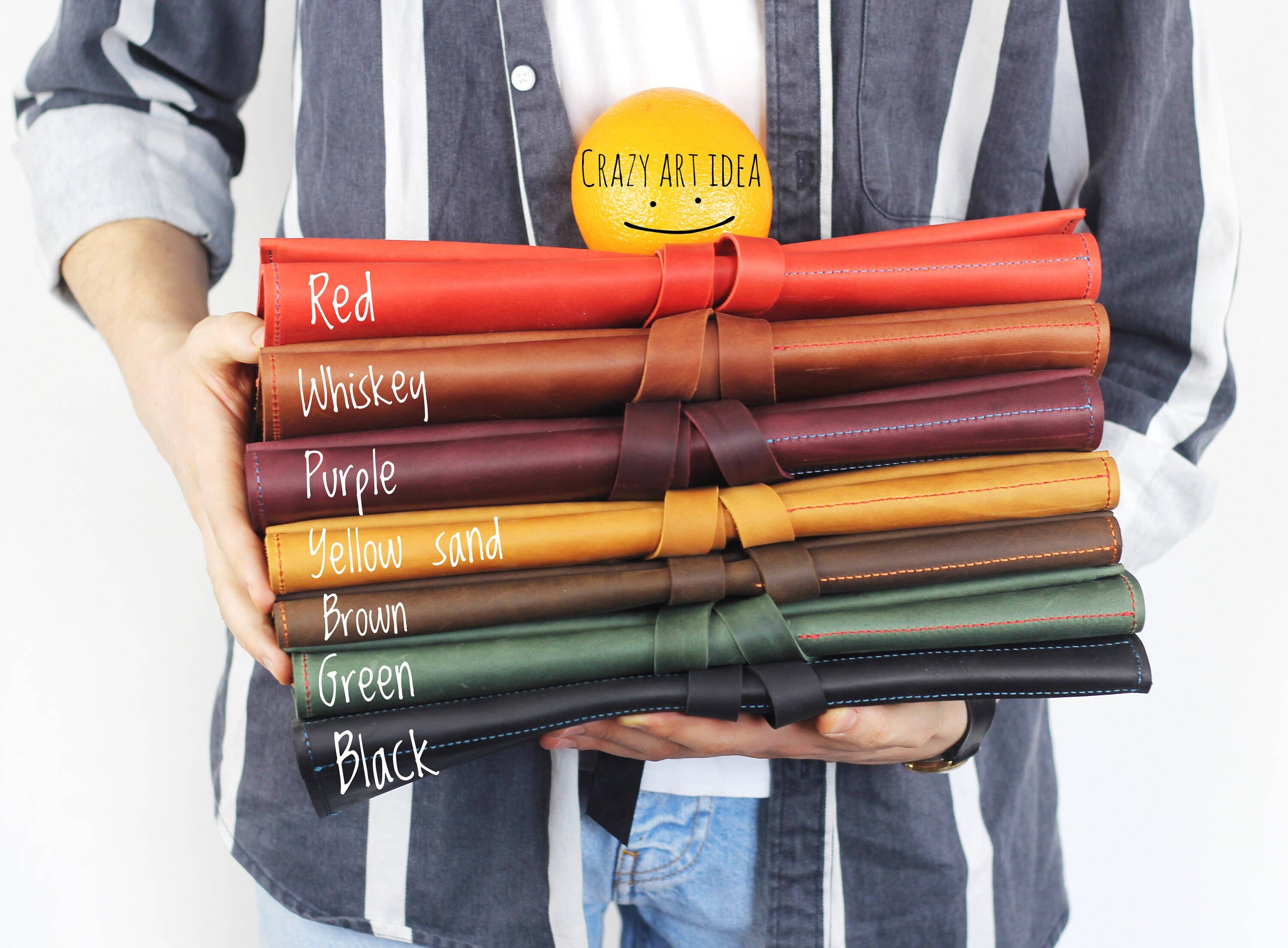 Pol Leather Studio - Wholesale Pencil Case/Pouch - Leather Pencil Roll,  Gift For Painter, Brush Case8