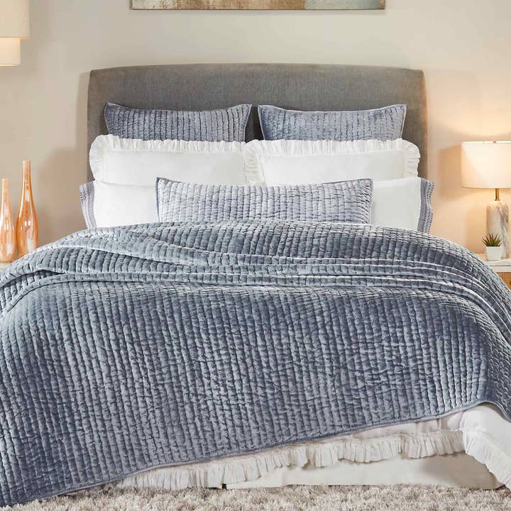 Walton Quilt - Queen - 94" X 96" - Ocean for wholesale by Orchids Lux Home