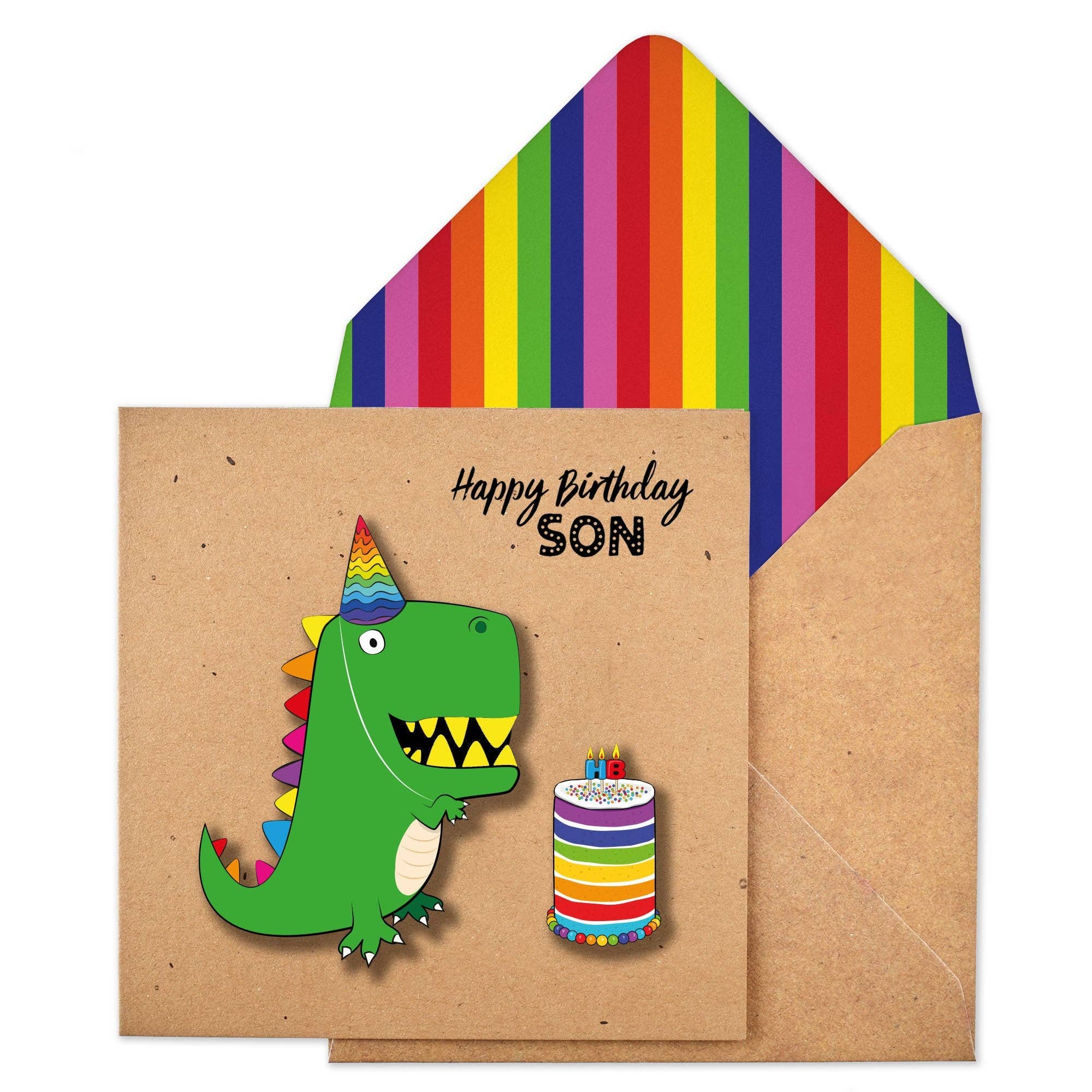 Tache - Wholesale Birthday Card - Happy Birthday Dinosaur Son, Handmade Greeting Card0